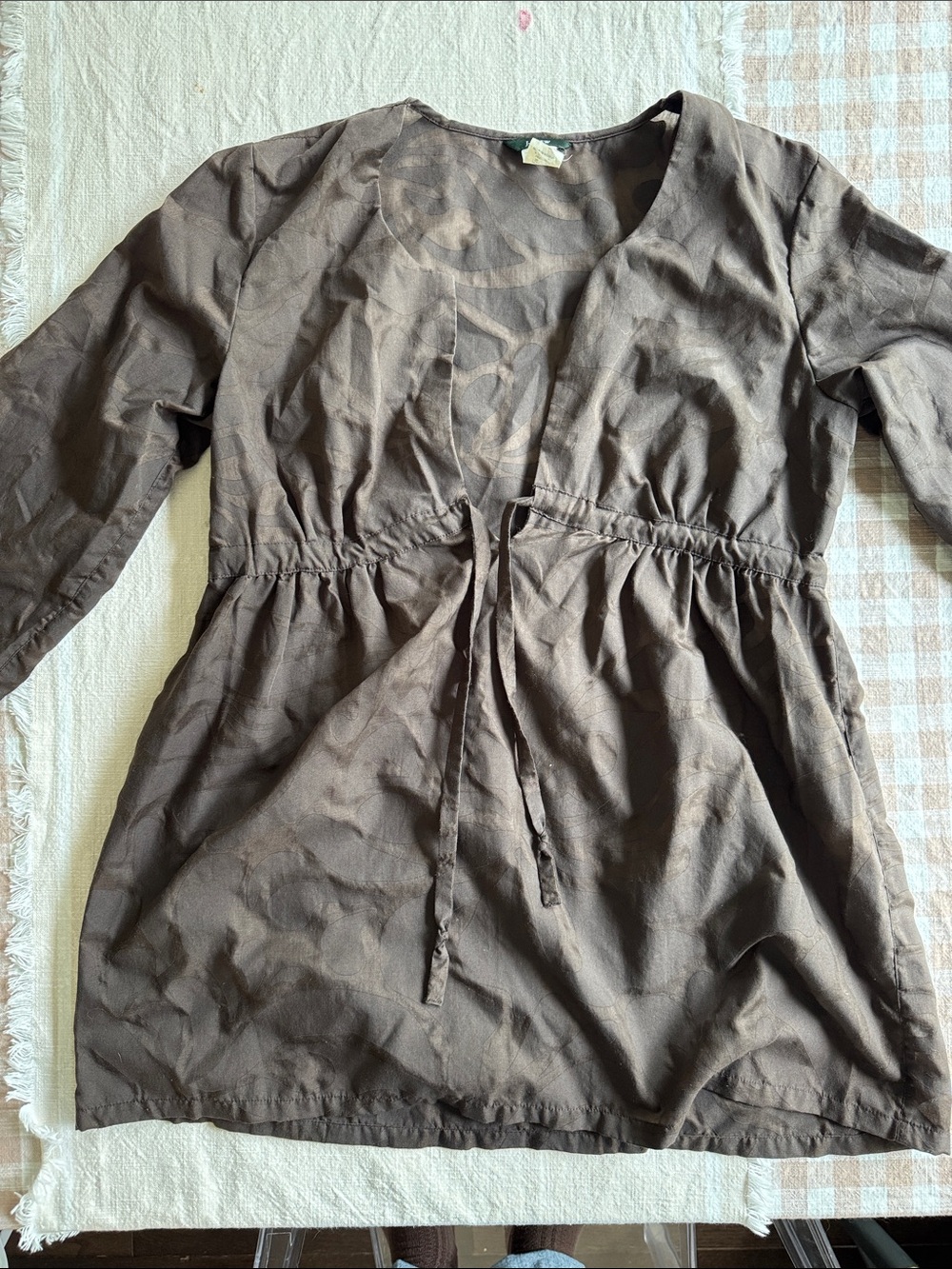 J. Crew Brown Tie-Front swim cover up